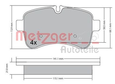 1170466 METZGER Комплект тормозных колодок, дисковый тормоз
