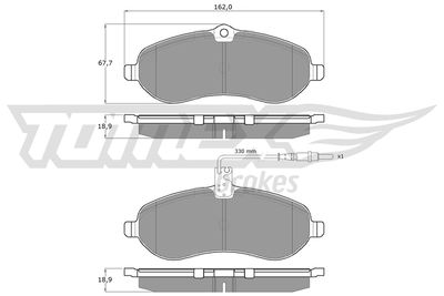 TX1483 TOMEX Brakes Комплект тормозных колодок, дисковый тормоз