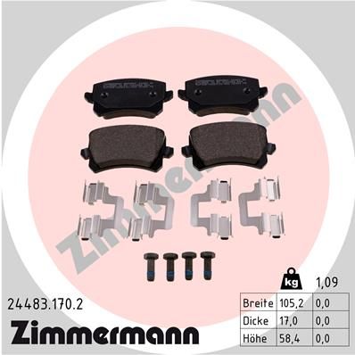 244831702 ZIMMERMANN Комплект тормозных колодок, дисковый тормоз