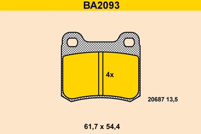 BA2093 BARUM Комплект тормозных колодок, дисковый тормоз