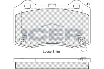 182230 ICER Комплект тормозных колодок, дисковый тормоз