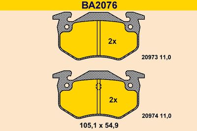 BA2076 BARUM Комплект тормозных колодок, дисковый тормоз