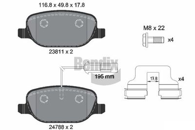 BPD2049 BENDIX Braking Комплект тормозных колодок, дисковый тормоз