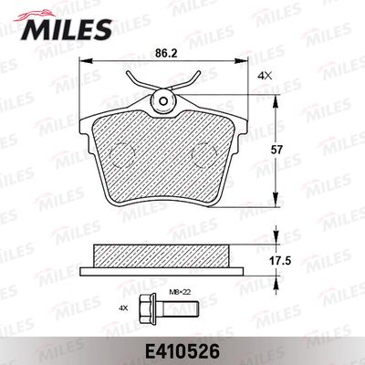 E410526 MILES Комплект тормозных колодок, дисковый тормоз