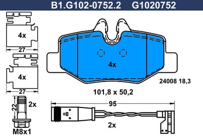 B1G10207522 GALFER Комплект тормозных колодок, дисковый тормоз