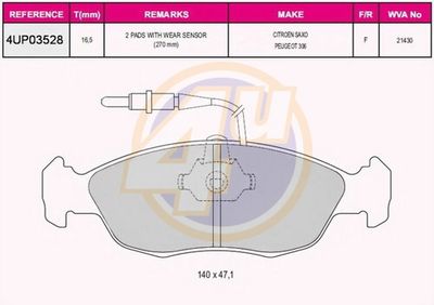 4UP03528 4u Комплект тормозных колодок, дисковый тормоз