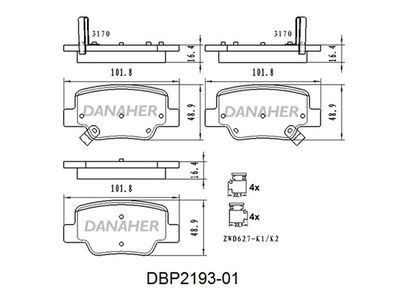 DBP219301 DANAHER Комплект тормозных колодок, дисковый тормоз