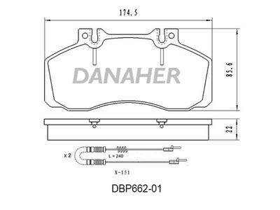 DBP66201 DANAHER Комплект тормозных колодок, дисковый тормоз