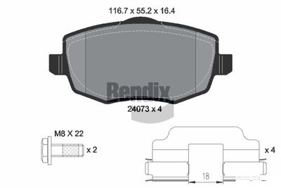 BPD1523 BENDIX Braking Комплект тормозных колодок, дисковый тормоз