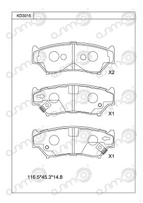 KD3015 ASIMCO Комплект тормозных колодок, дисковый тормоз