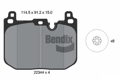 BPD1558 BENDIX Braking Комплект тормозных колодок, дисковый тормоз