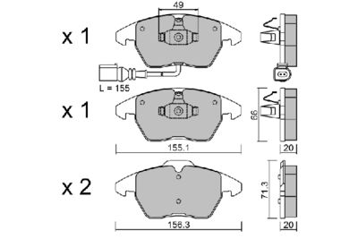 BPVW1022 AISIN Комплект тормозных колодок, дисковый тормоз