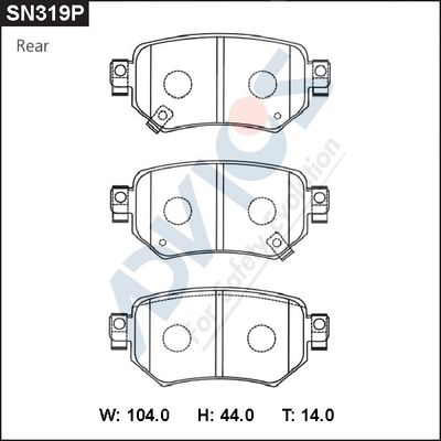 SN319P ADVICS Комплект тормозных колодок, дисковый тормоз