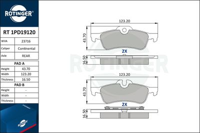 RT1PD19120 ROTINGER Комплект тормозных колодок, дисковый тормоз