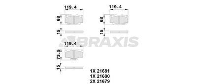 AB0115 BRAXIS Комплект тормозных колодок, дисковый тормоз