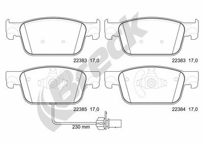223830055100 BRECK Комплект тормозных колодок, дисковый тормоз