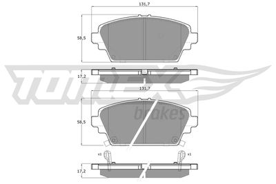 TX1263 TOMEX Brakes Комплект тормозных колодок, дисковый тормоз