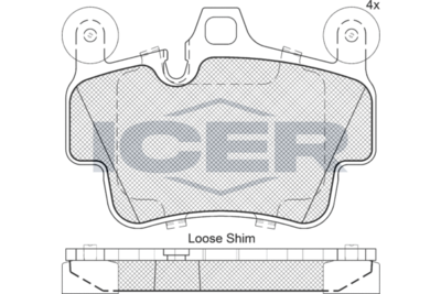 182204 ICER Комплект тормозных колодок, дисковый тормоз