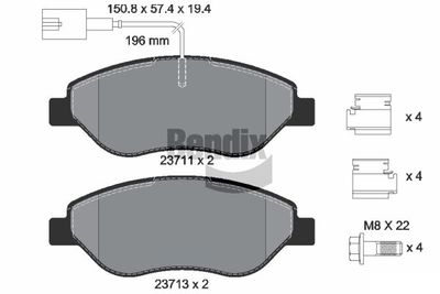 BPD1164 BENDIX Braking Комплект тормозных колодок, дисковый тормоз