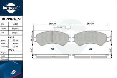 RT2PD24922 ROTINGER Комплект тормозных колодок, дисковый тормоз