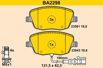 BA2298 BARUM Комплект тормозных колодок, дисковый тормоз