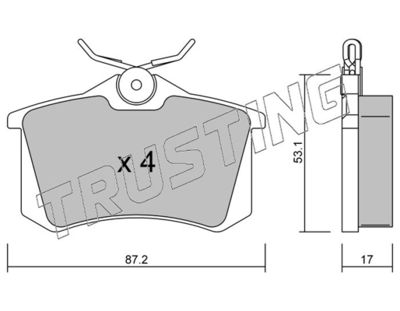 1021 TRUSTING Комплект тормозных колодок, дисковый тормоз