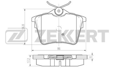 BS1135 ZEKKERT Комплект тормозных колодок, дисковый тормоз