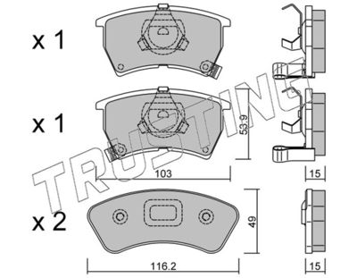 3950 TRUSTING Комплект тормозных колодок, дисковый тормоз