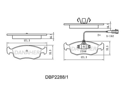 DBP22881 DANAHER Комплект тормозных колодок, дисковый тормоз