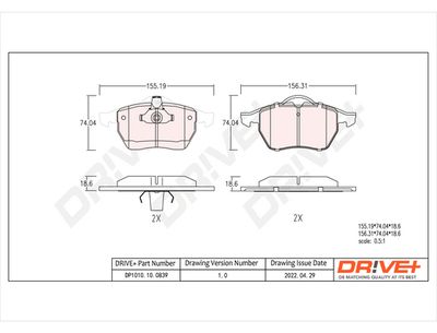 DP1010100839 Dr!ve+ Комплект тормозных колодок, дисковый тормоз