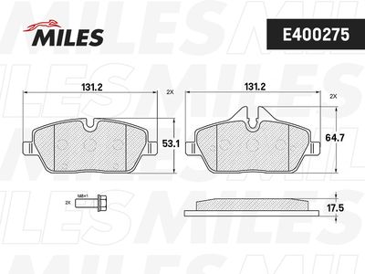 E400275 MILES Комплект тормозных колодок, дисковый тормоз