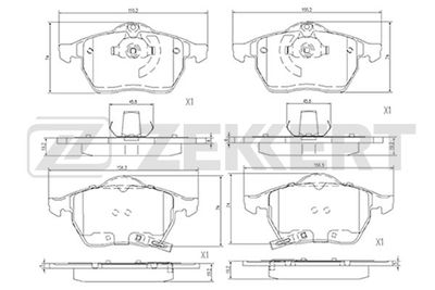 BS1381 ZEKKERT Комплект тормозных колодок, дисковый тормоз