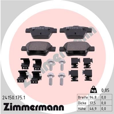 241501751 ZIMMERMANN Комплект тормозных колодок, дисковый тормоз