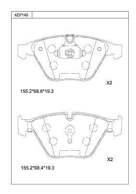 KD7140 ASIMCO Комплект тормозных колодок, дисковый тормоз