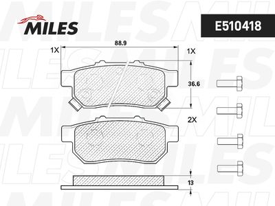 E510418 MILES Комплект тормозных колодок, дисковый тормоз