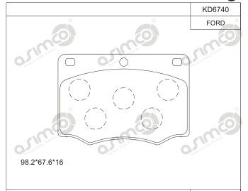 KD6740 ASIMCO Комплект тормозных колодок, дисковый тормоз