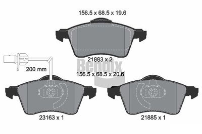 BPD1859 BENDIX Braking Комплект тормозных колодок, дисковый тормоз