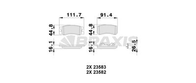 AB0246 BRAXIS Комплект тормозных колодок, дисковый тормоз