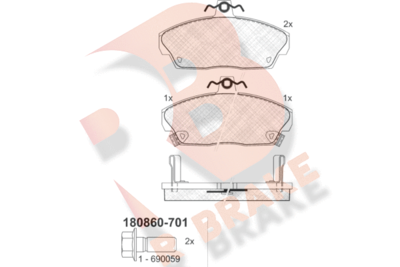 RB0860701 R BRAKE Комплект тормозных колодок, дисковый тормоз