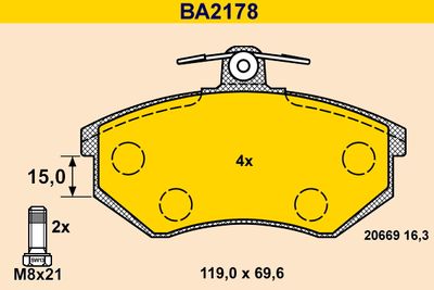 BA2178 BARUM Комплект тормозных колодок, дисковый тормоз