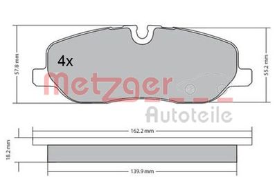 1170668 METZGER Комплект тормозных колодок, дисковый тормоз