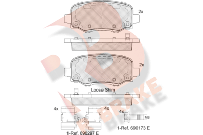 RB2176 R BRAKE Комплект тормозных колодок, дисковый тормоз