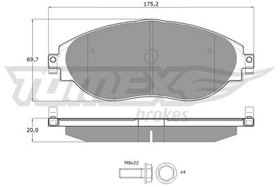 TX16842 TOMEX Brakes Комплект тормозных колодок, дисковый тормоз