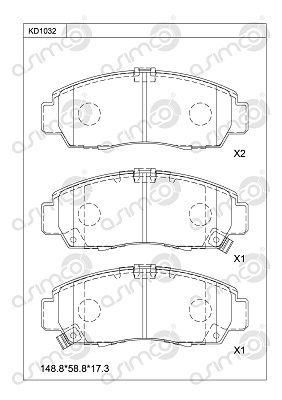 KD1032 ASIMCO Комплект тормозных колодок, дисковый тормоз