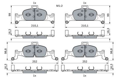 0986424432 BOSCH Комплект тормозных колодок, дисковый тормоз