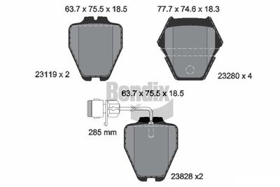 BPD1927 BENDIX Braking Комплект тормозных колодок, дисковый тормоз