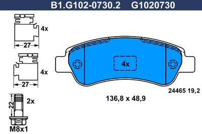 B1G10207302 GALFER Комплект тормозных колодок, дисковый тормоз