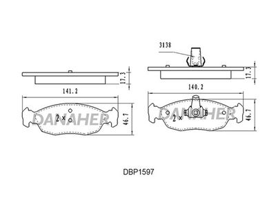 DBP1597 DANAHER Комплект тормозных колодок, дисковый тормоз