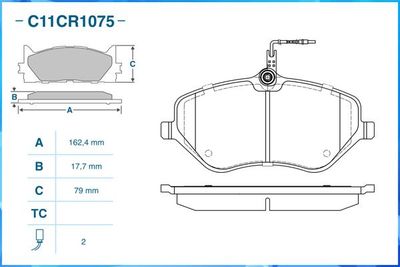 C11CR1075 CWORKS Комплект тормозных колодок, дисковый тормоз