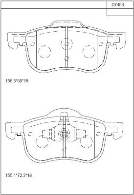 KD7453 ASIMCO Комплект тормозных колодок, дисковый тормоз